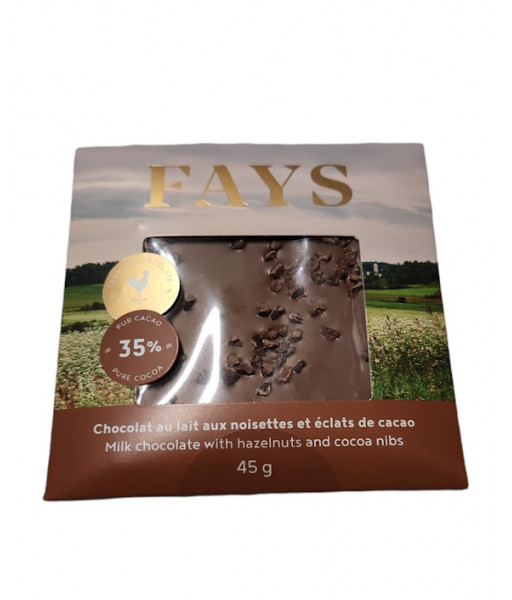 Fays - Chocolat au Lait Noisette Éclat de Cacao - 45g